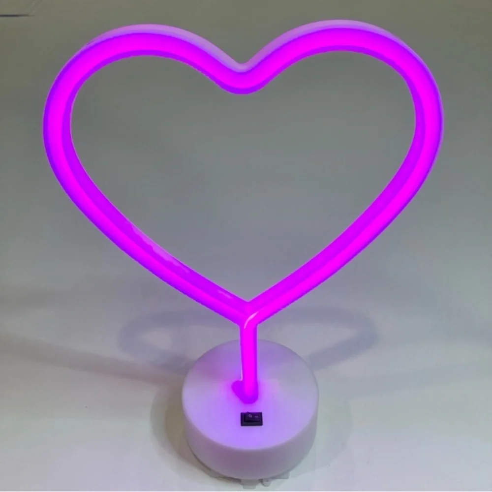 LED Neon Pink Heart Table Light